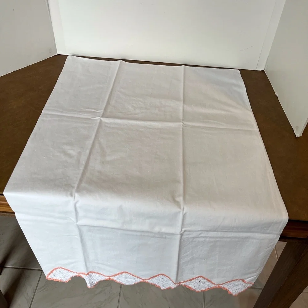 Vintage Set of Two Pillowcases Embellished with Hand-Crocheted Edge